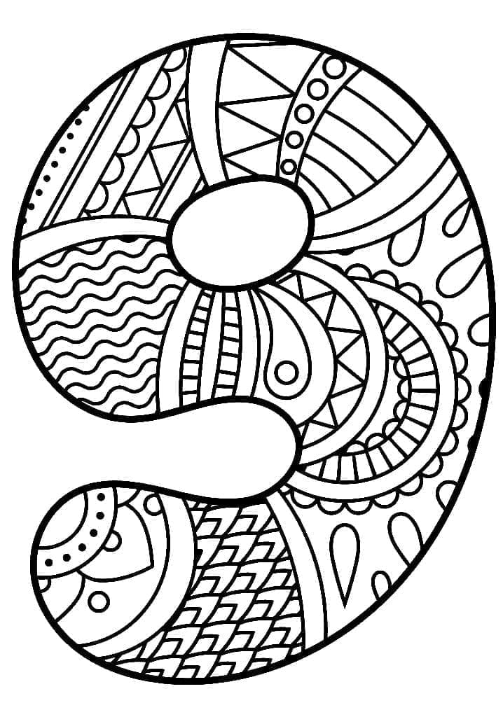 Coloriage Chiffre 9 Zentangle
