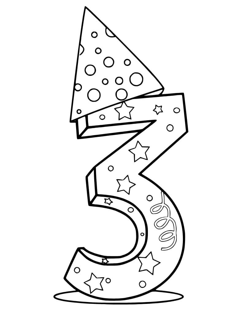 Coloriage Dessin de Chiffre 3 Gratuit