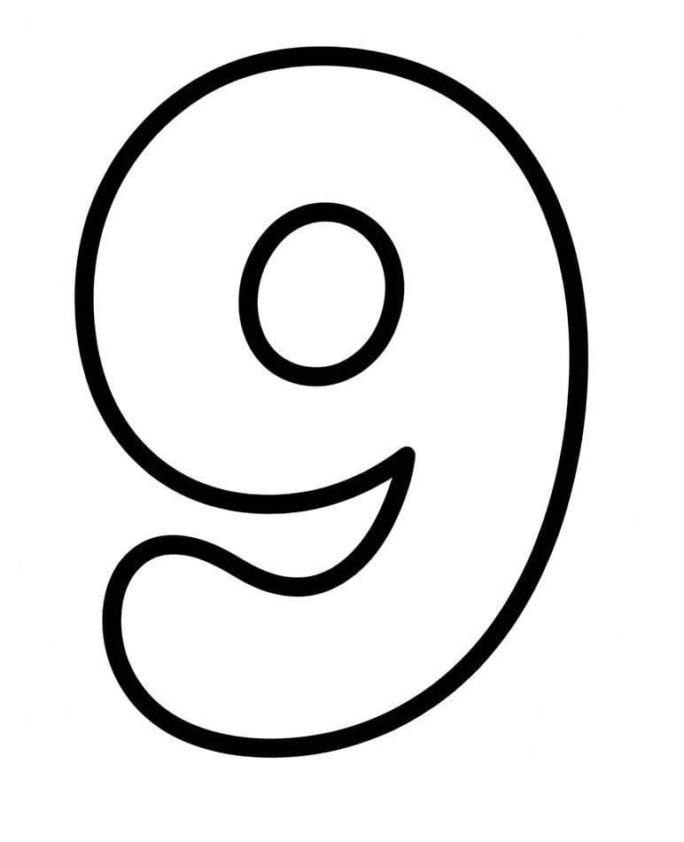 Coloriage Dessin de Chiffre 9 Gratuit