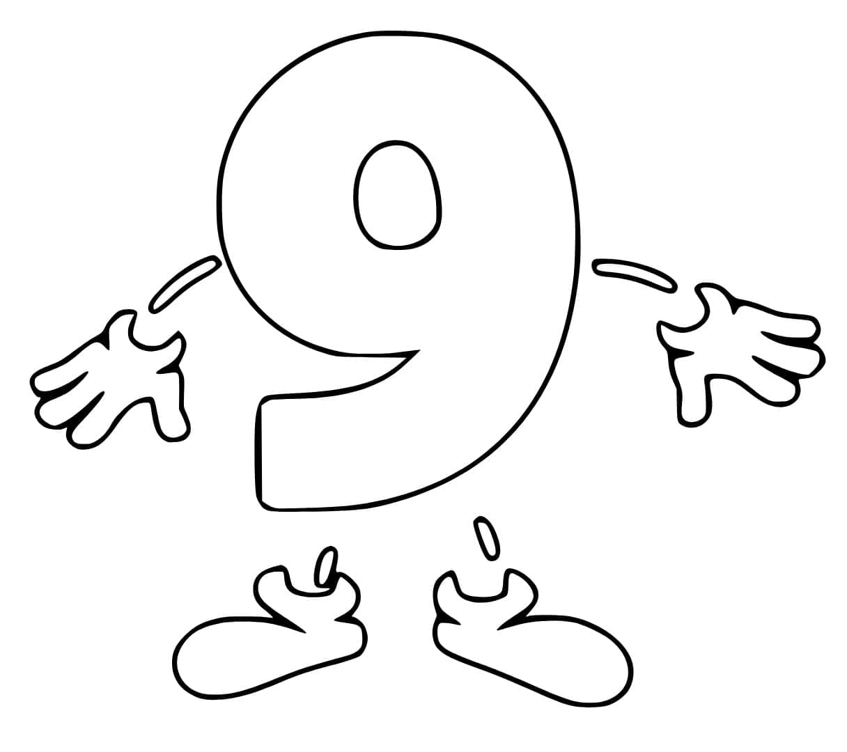 Coloriage Dessin Gratuit de Chiffre 9
