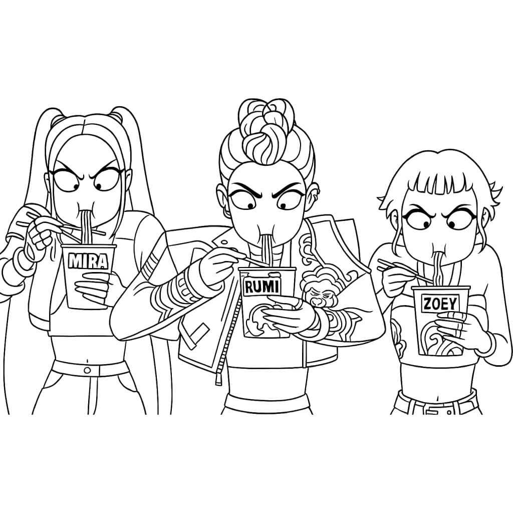 Coloriage Filles de KPop Demon Hunters