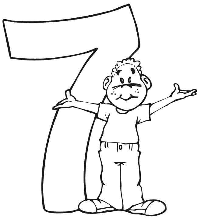 Coloriage Garçon et Chiffre 7