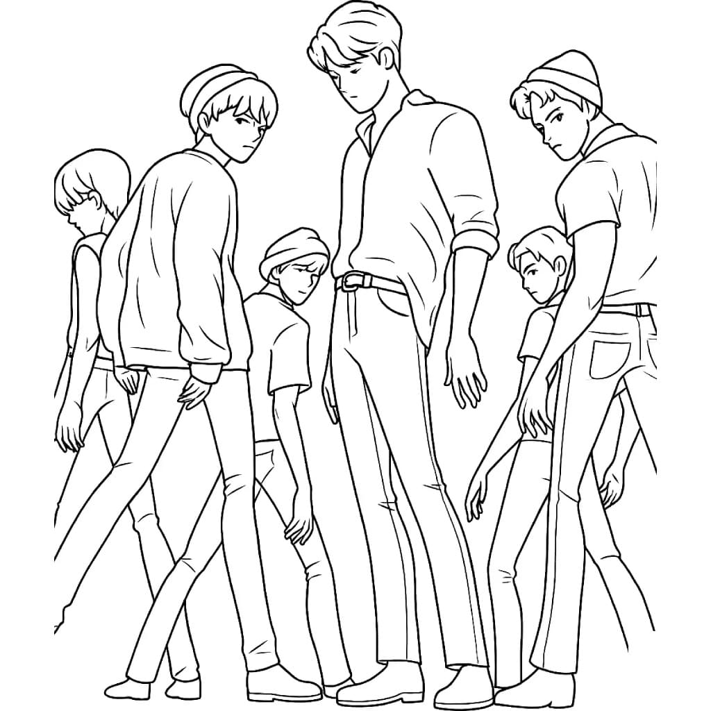 Coloriage Garçons de KPop Demon Hunters