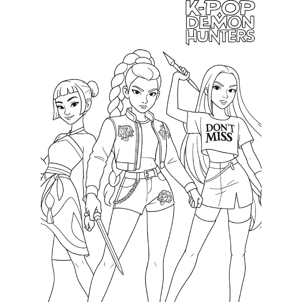 Coloriage Gratuit KPop Demon Hunters Pour les Enfants