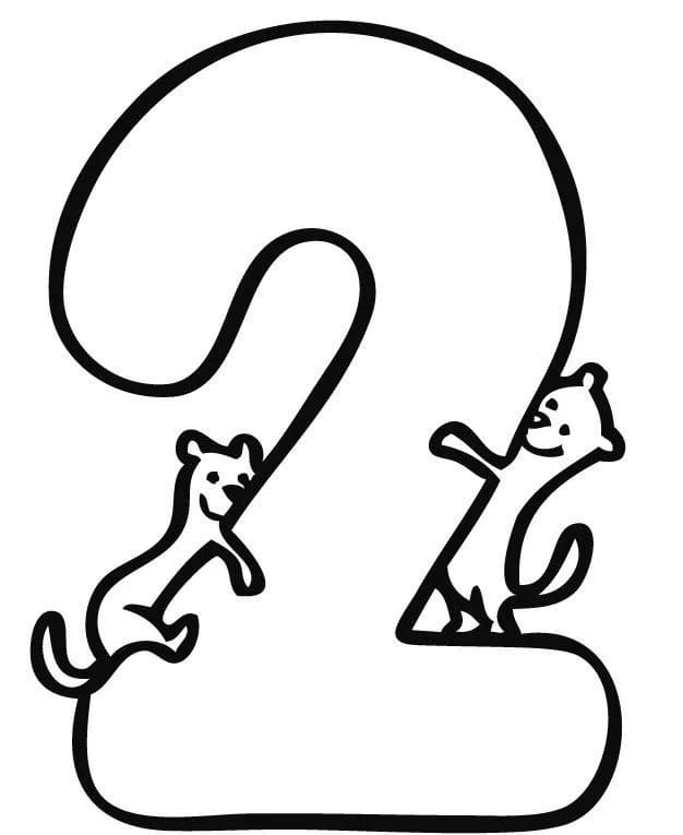 Coloriage Imprimable Chiffre 2 Pour les Enfants