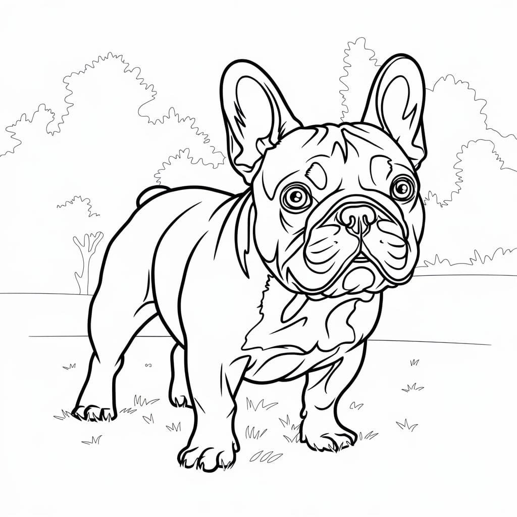 Coloriage Imprimable Gratuit Bouledogue Français Pour les Enfants