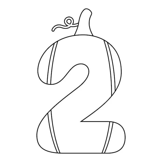 Coloriage Imprimable Gratuit Chiffre 2 Pour les Enfants