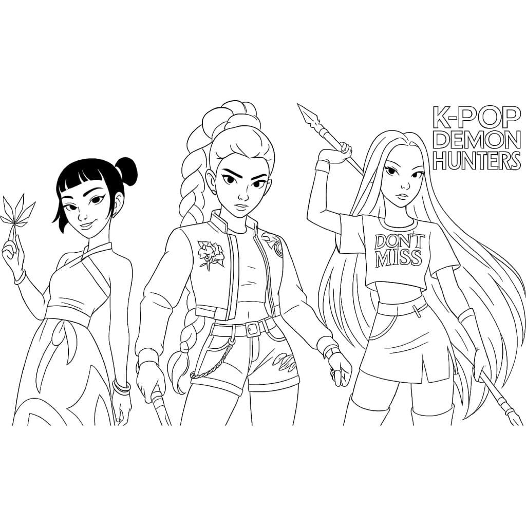 Coloriage KPop Demon Hunters Pour les Enfants de 1 An