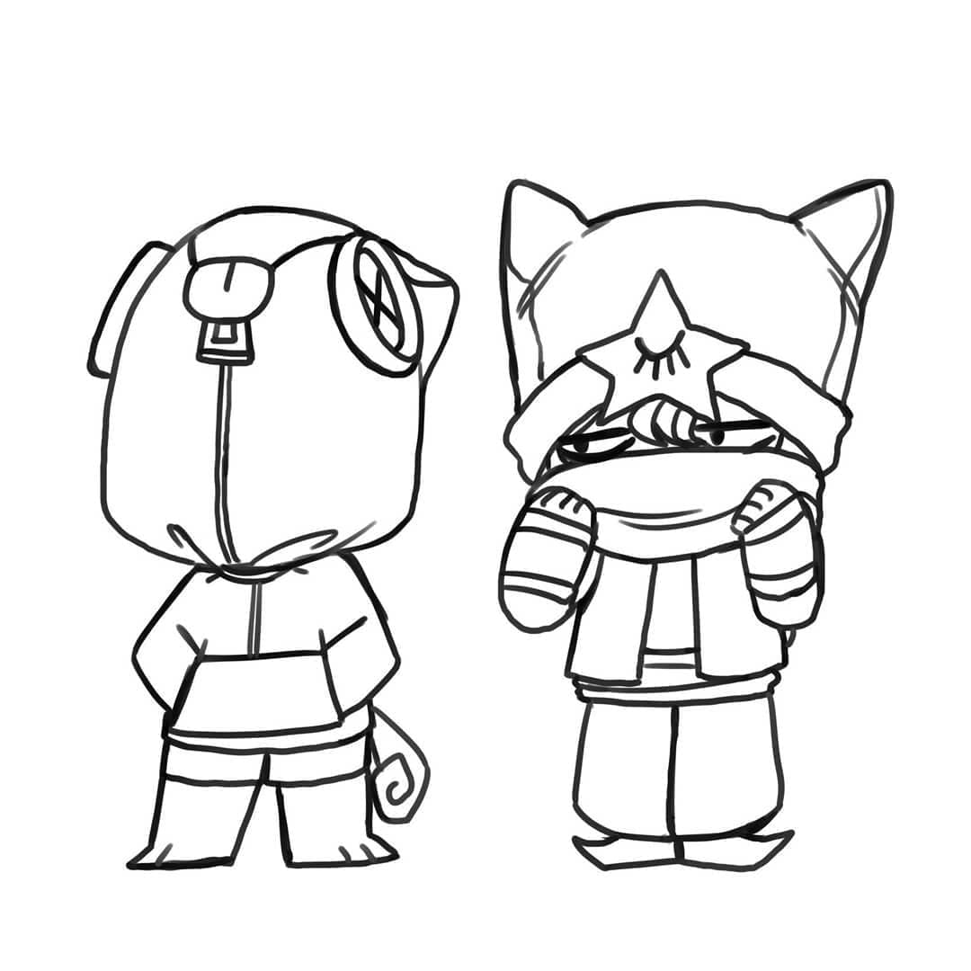 Coloriage Leon et Sandy Brawl Stars