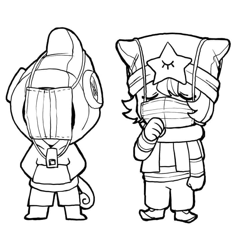 Coloriage Leon et Sandy de Brawl Stars