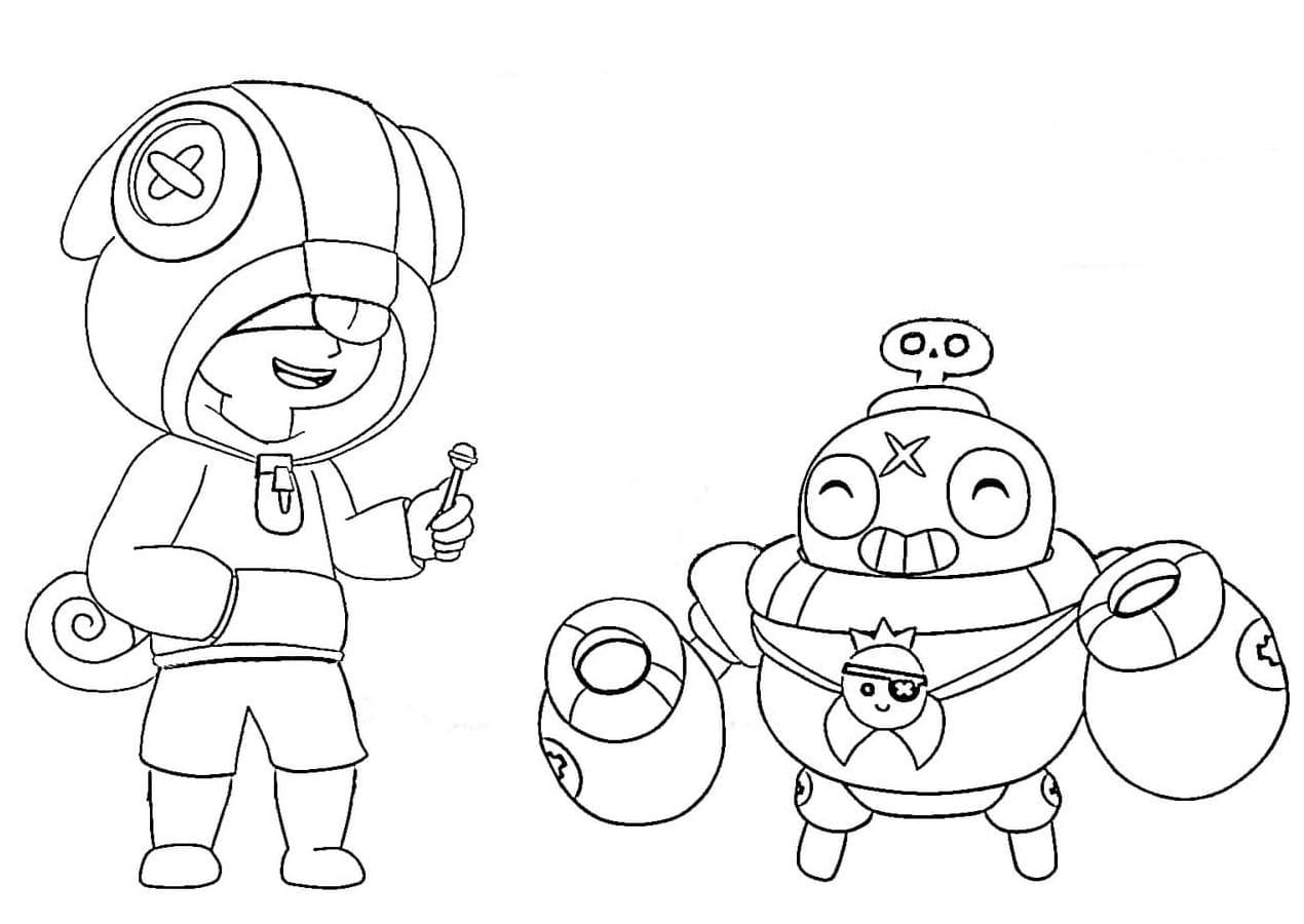 Coloriage Leon et Tick de Brawl Stars