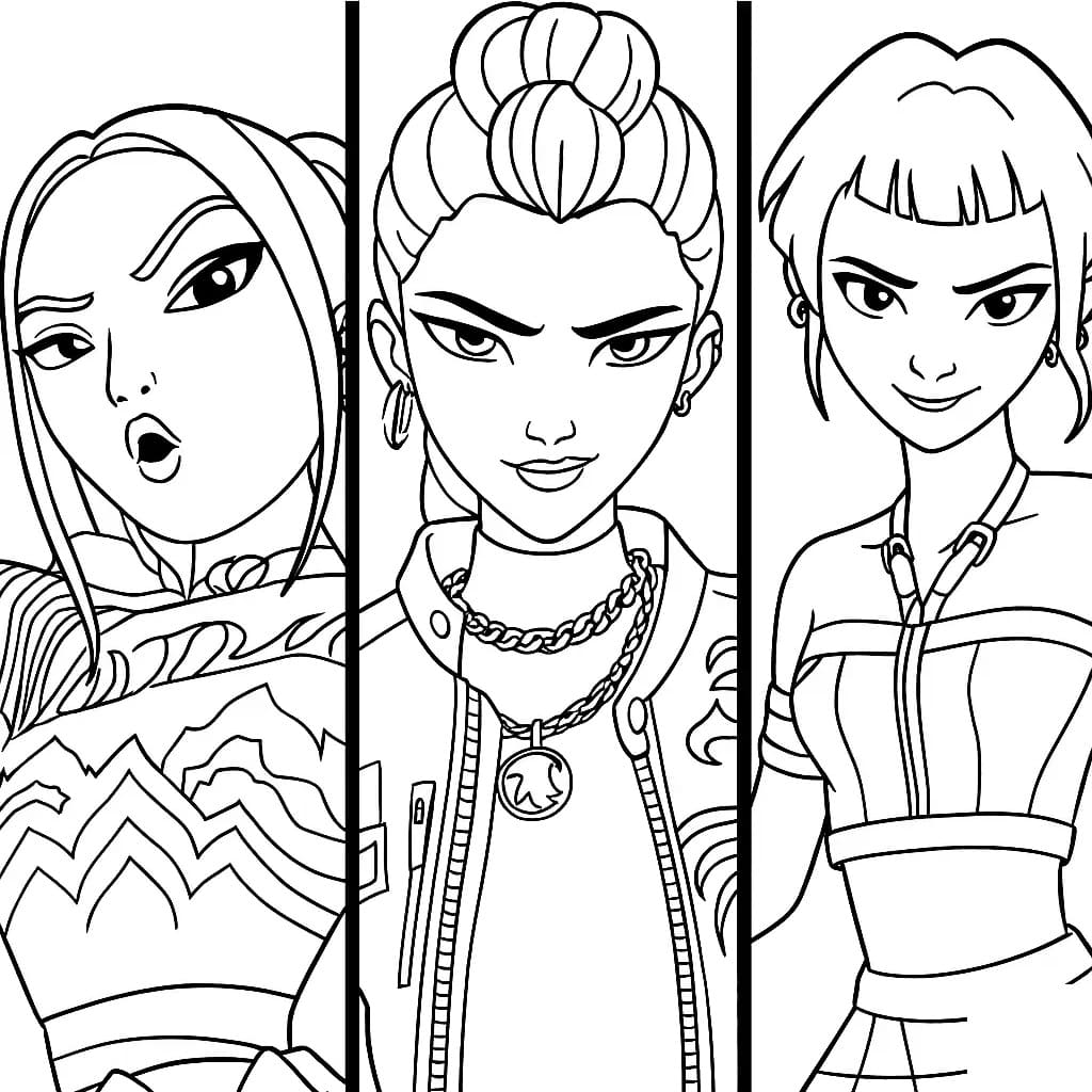 Coloriage Les Adolescents de KPop Demon Hunters