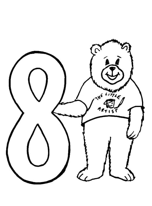 Coloriage Ours et Chiffre 8