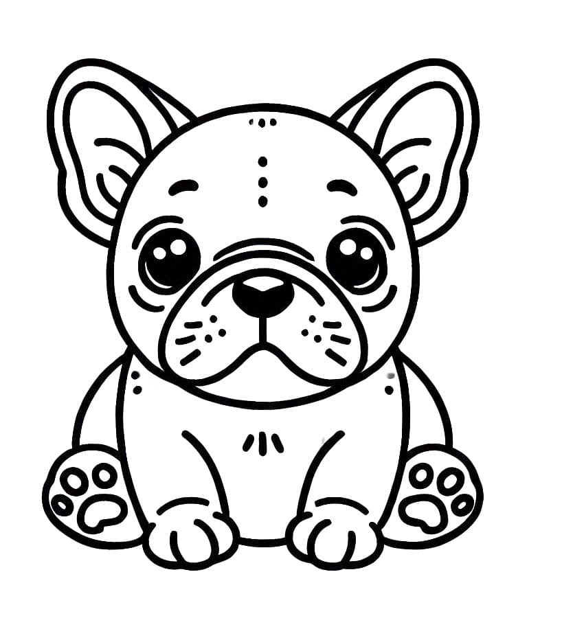 Coloriage Un Adorable Bouledogue Français