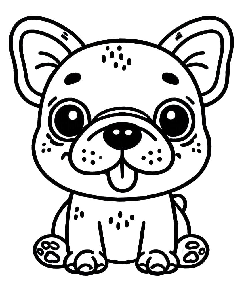 Coloriage Un Bouledogue Français Heureux