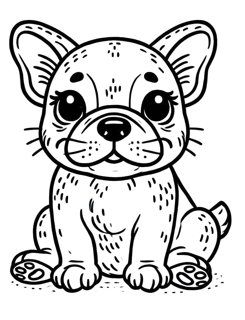 Coloriage Un Bouledogue Français Joyeux