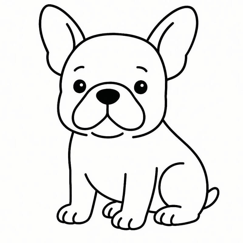 Coloriage Un Bouledogue Français très Mignon