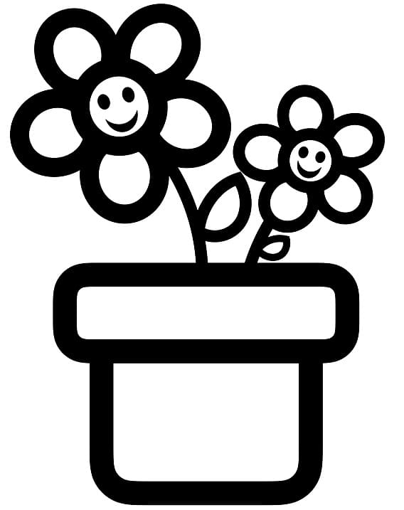 Coloriage Adorable pot de fleurs