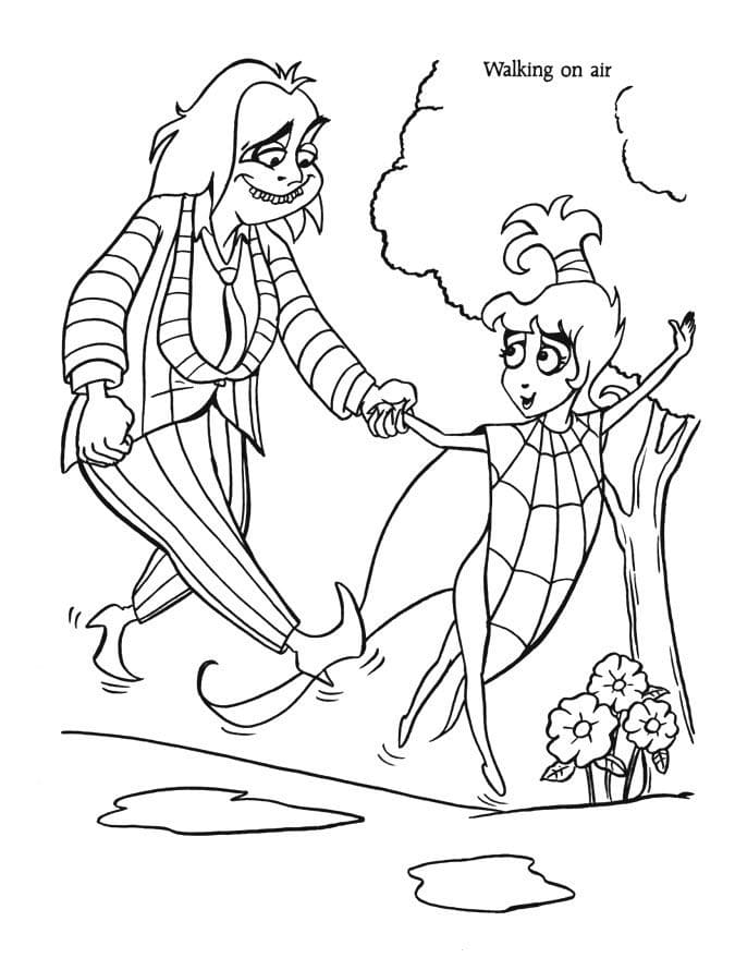 Coloriage Beetlejuice avec Lydia Deetz