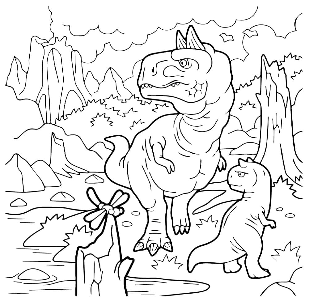 Coloriage Carnotaurus Imprimable Gratuit Pour les Enfants