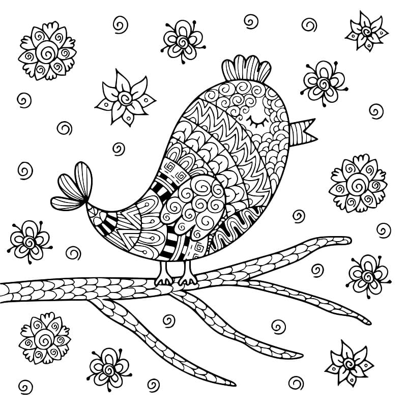 Coloriage Dessin de Mandala Oiseau Gratuit