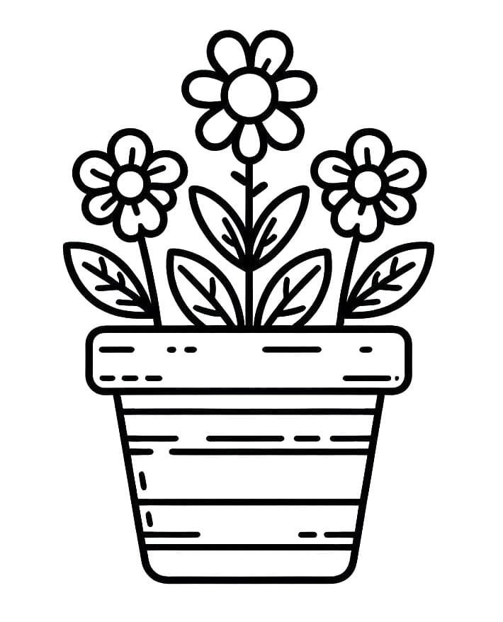 Coloriage Dessin de Pot de Fleurs Gratuit