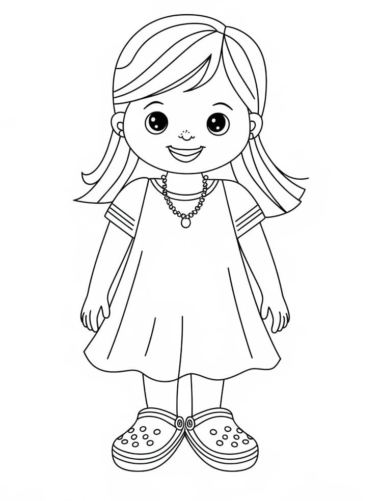 Coloriage Fille Porte des Crocs