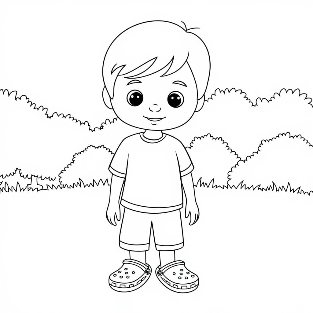 Coloriage Garçon Porte des Crocs