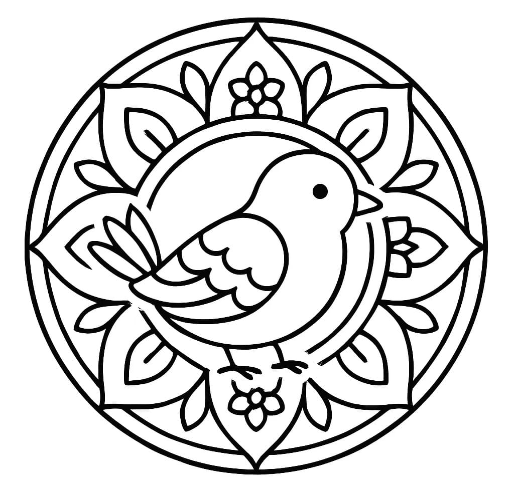 Coloriage Gratuit Mandala Oiseau