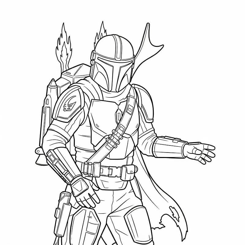 Coloriage Gratuit Mandalorian Pour les Enfants