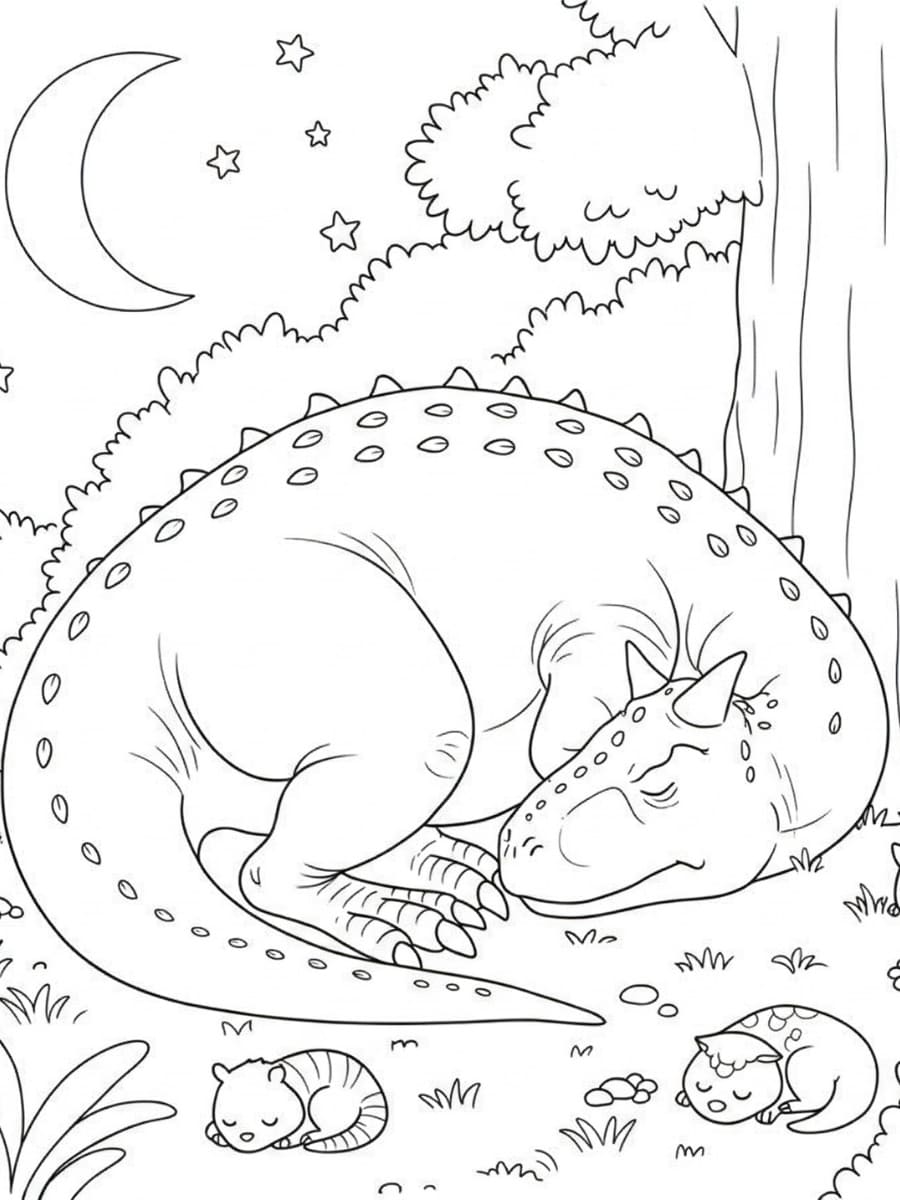 Coloriage Imprimable Gratuit Carnotaurus Pour les Enfants