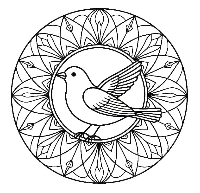 Coloriage Imprimable Gratuit Mandala Oiseau