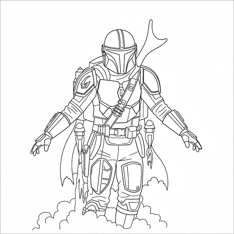 Coloriage Imprimable Gratuit Mandalorian Pour les Enfants