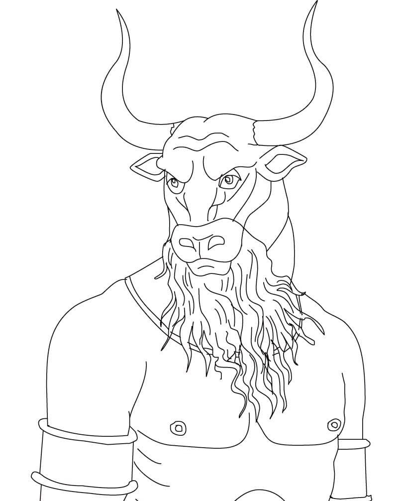 Coloriage Imprimable Gratuit Minotaure Pour les Enfants