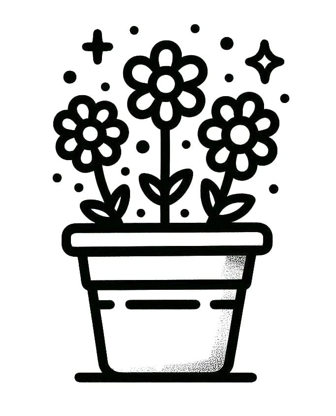 Coloriage Joli pot de fleurs
