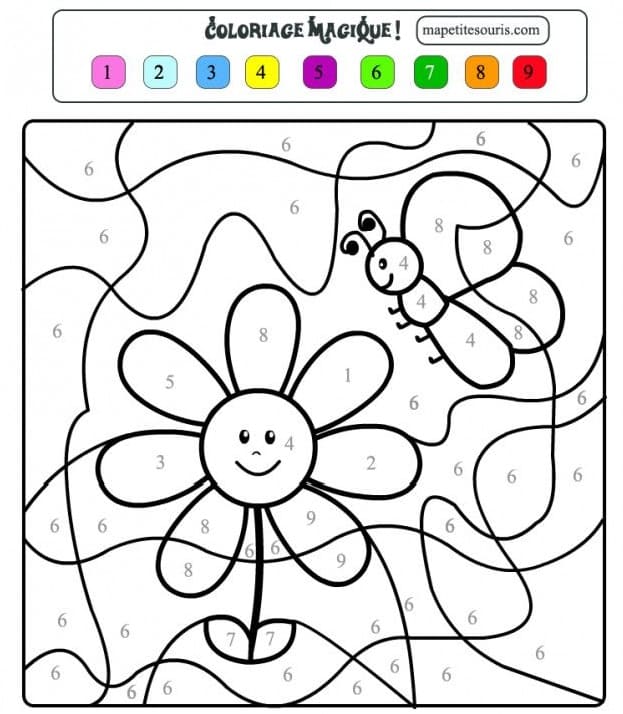 Magique Fleur et Papillon Coloriage Magique Fleur et Papillon