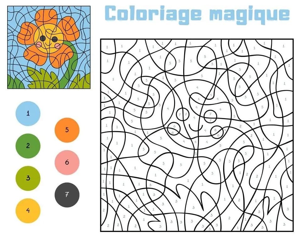 Magique Fleur Heureuse Coloriage Magique Fleur Heureuse