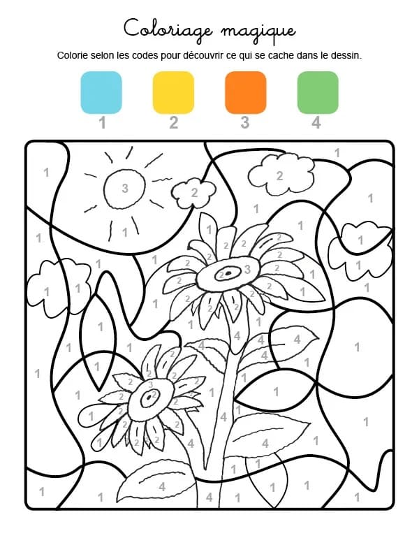 Magique Fleur Imprimable Coloriage Magique Fleur Imprimable