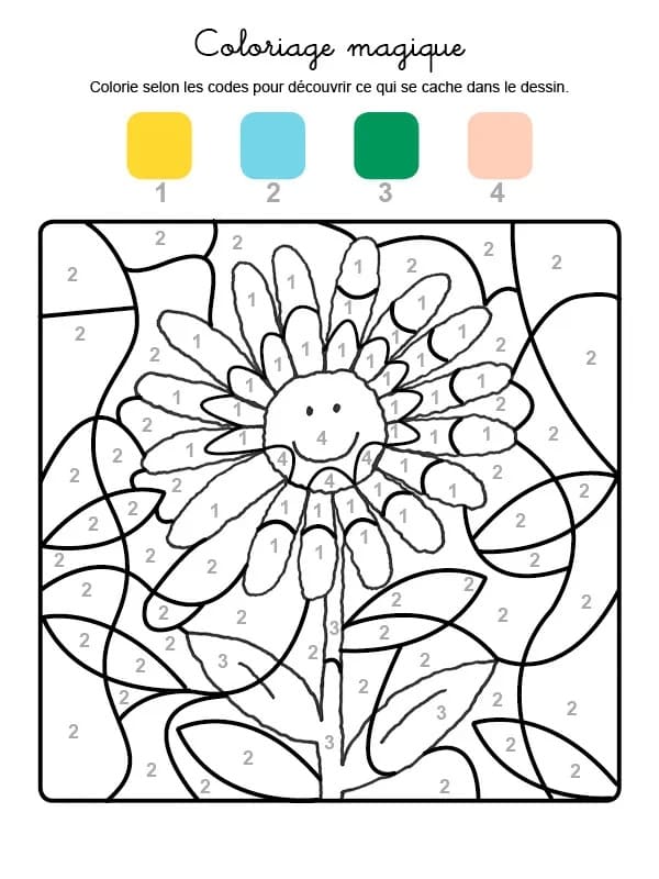 Magique Fleur Mignonne Coloriage Magique Fleur Mignonne