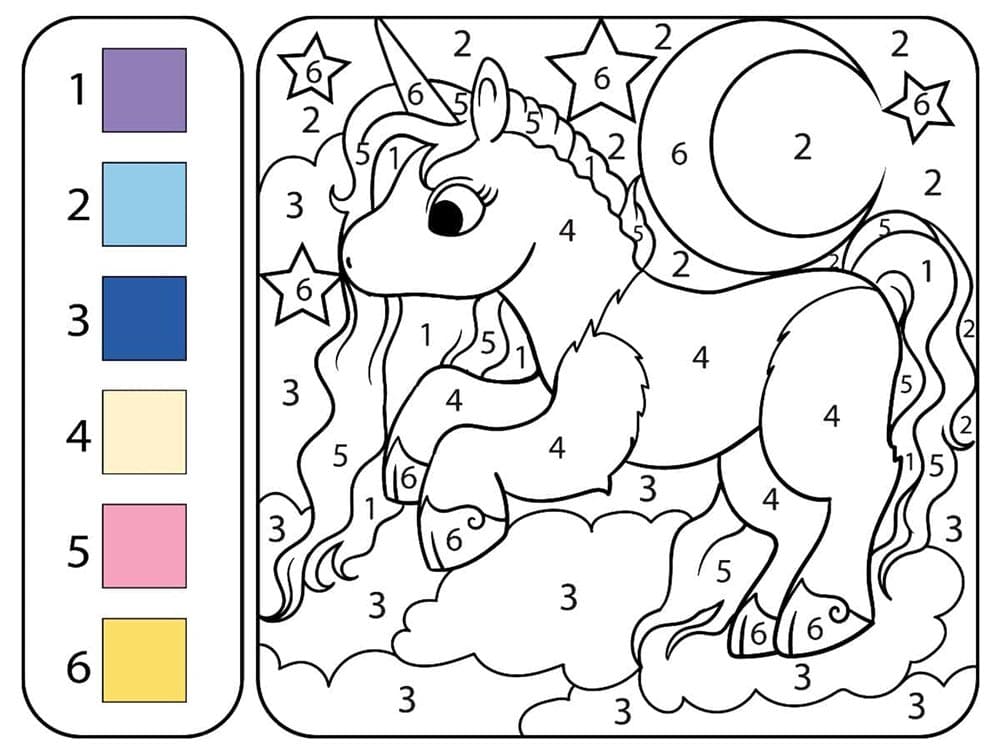 Coloriage Magique joyeuse licorne