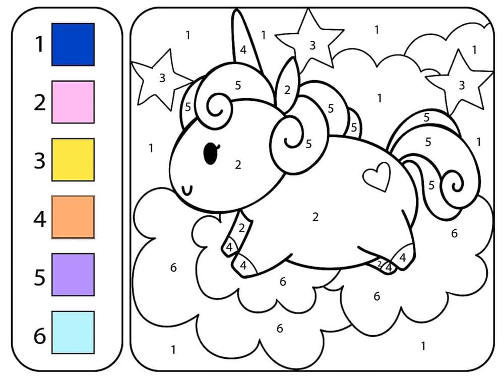 Coloriage Magique Licorn Imprimable Pour les Enfants