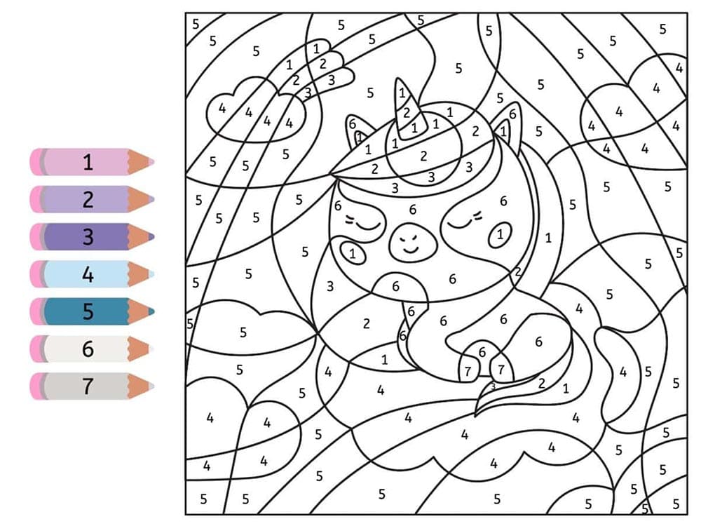 Coloriage Magique licorne de dessin animé