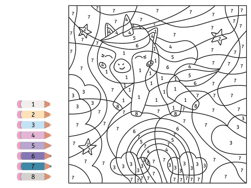 Coloriage Magique licorne facile