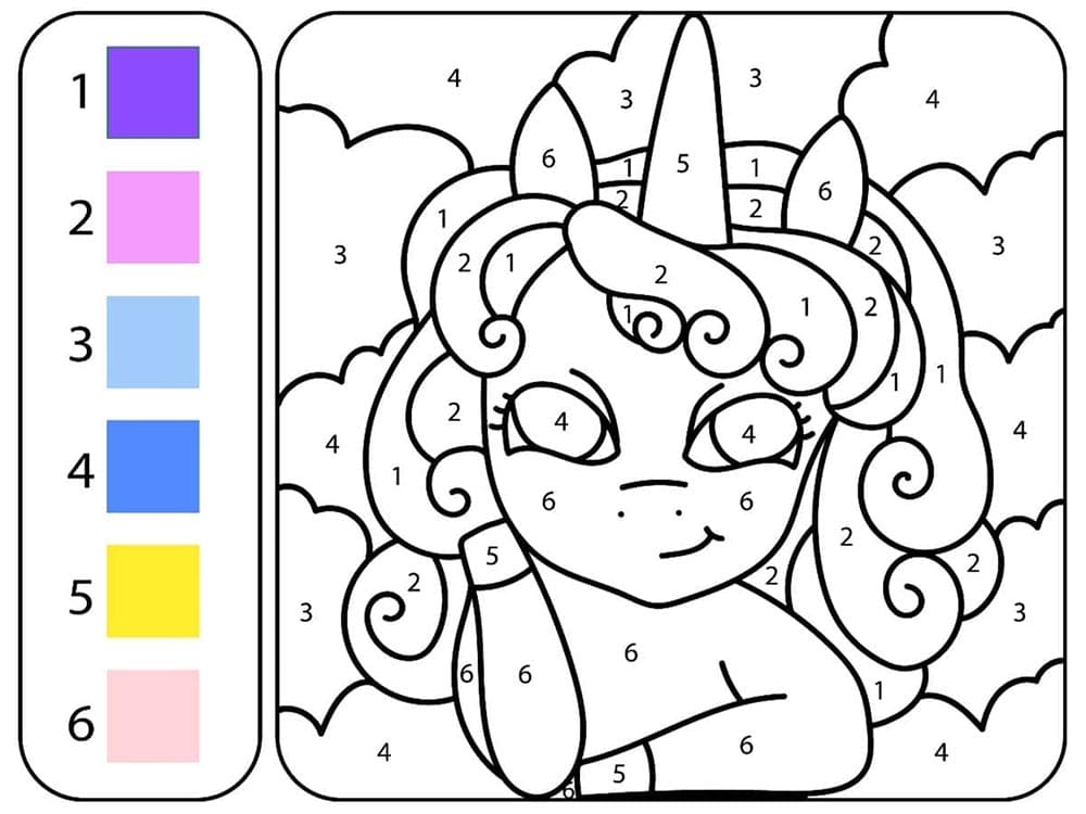Coloriage Magique licorne joyeuse