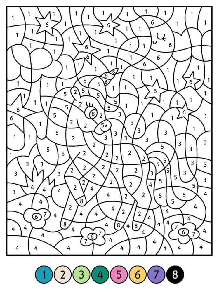 Coloriage Magique licorne mignonne