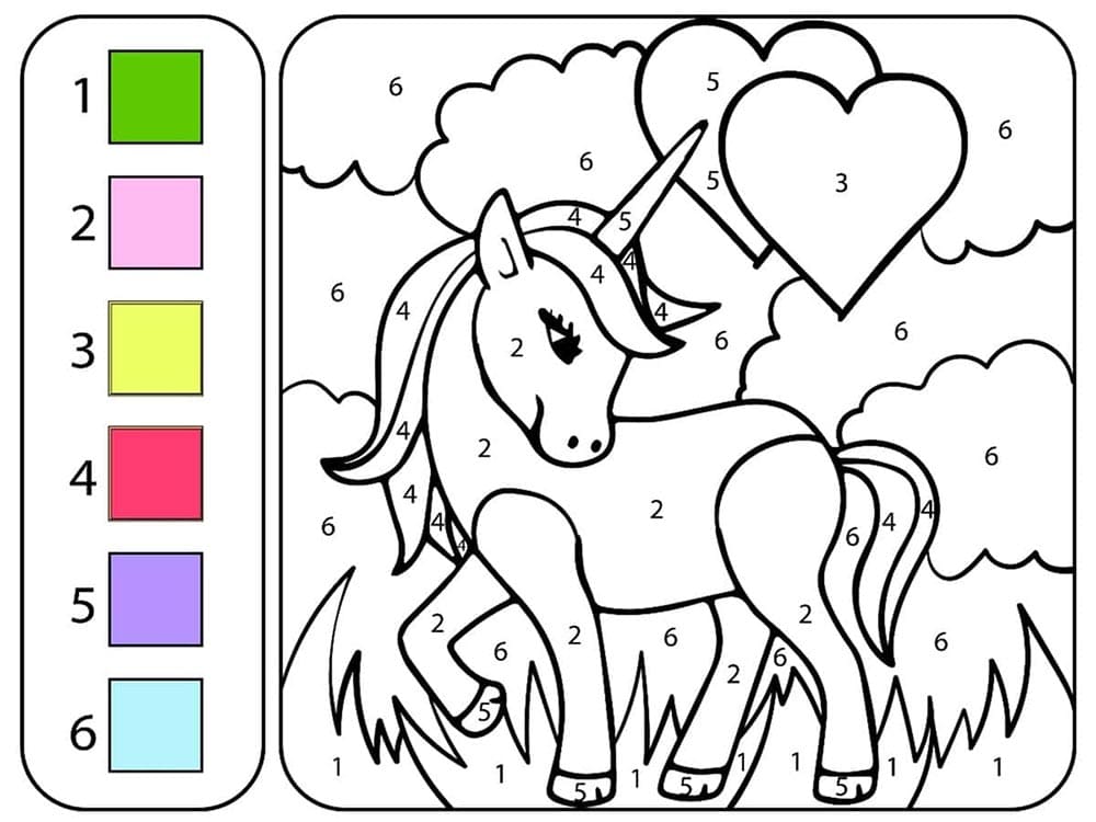 Coloriage Magique licorne simple