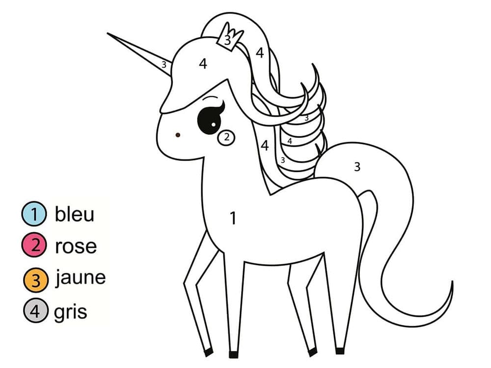 Coloriage Magique une adorable licorne