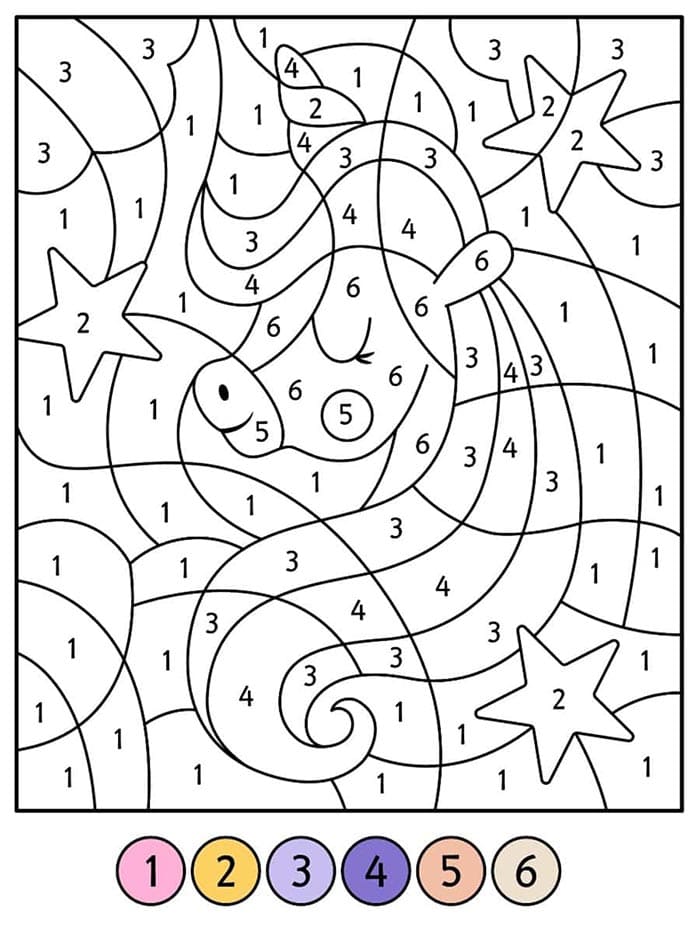 Coloriage Magique une licorne facile