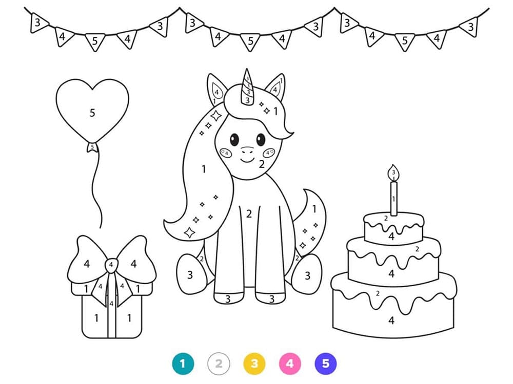Coloriage Magique une licorne joyeuse