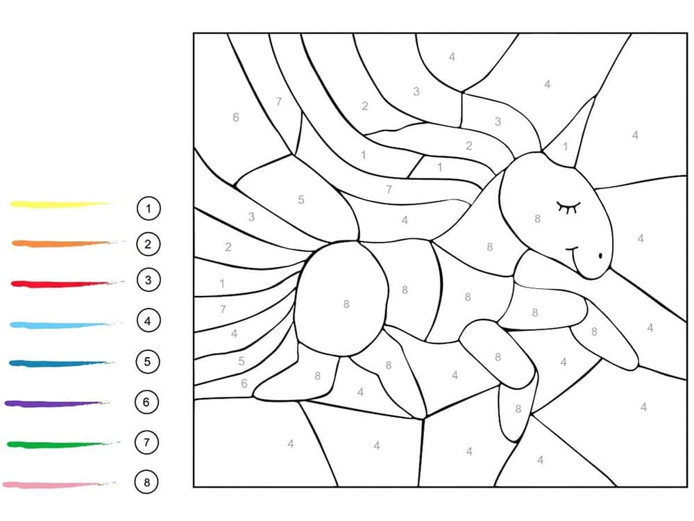 Coloriage Magique une licorne simple
